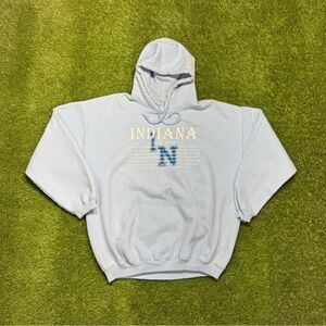 2000s Indiana Hoodie Sweatshirt Unisex Size XL Blue White Gildan Ultra Cotton